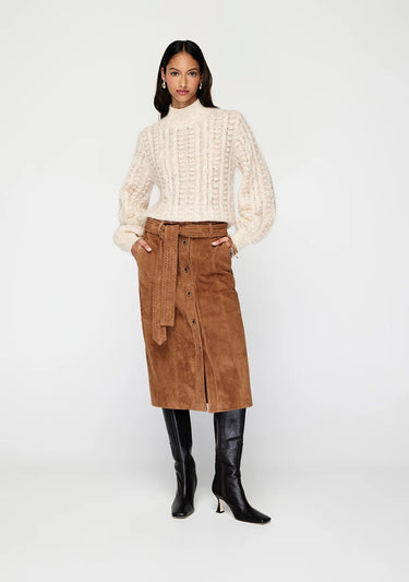 MOS Nola Suede Midi Skirt in Toffee