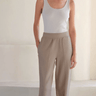 Myles Price MiniLux Brushed Pintuck Pant in Oyster Tan - Estilo Boutique