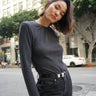 Nation Alejandra Long Sleeve Tee in Heather Charcoal
