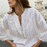 Nation Amelia Ruffle Shirt in Porcelain