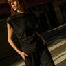 Nation Andrea Side Shirred Top in Jet Black