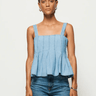 Nation Dove Pleated Tank Top in Faded Blue Chambray - Estilo Boutique