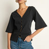 Nation Gisela Half Sleeve Top in Jet Black