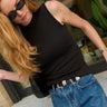 Nation Joan Ribbed Tank in Jet Black