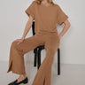 Nation Lincoln Front Silk Knit Pant in Palo Santo