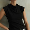 Nation Lulu Mock Neck Top in Jet Black