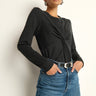 Nation Marion Twist Front Tee in Jet Black