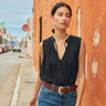 Nation Via Tie Front Flow Tank in Jet Black - Estilo Boutique
