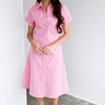 Never A Wallflower Aster Shirt Dress in Prism Pink