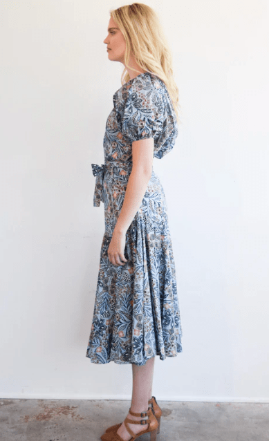 Never A Wallflower Prairie Midi Skirt in Blue Floral - Estilo Boutique