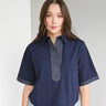 Never a Wallflower Split Neck Top in Navy - Estilo Boutique