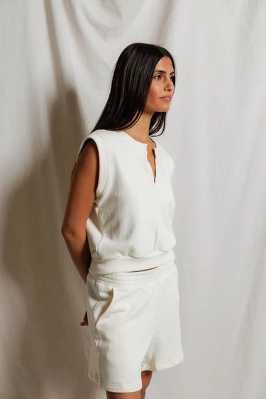 Perfect White Tee Bari French Terry Sweat Short in Bright Ivory