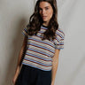 Perfect White Tee Dawn Ringer Tee in Pacific Clementine Stripe