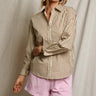 Perfect White Tee Gisele Top in Mocha Stripe