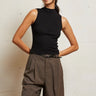 Perfect White Tee Mel Luxe Rib Mock Neck Top in Black