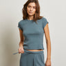 Perfect White Tee Mindy Brushed Waffle Tee in Slate
