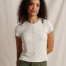 Perfect White Tee Miriam Short Sleeve Cardigan in Oatmeal