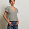 Perfect White Tee Rosie V Neck in Ivory Black Stripe
