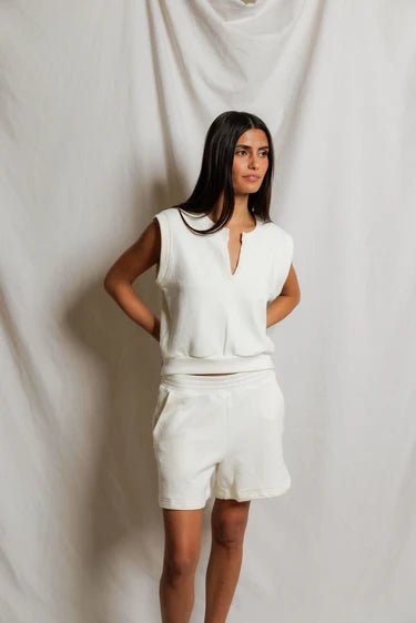 Perfect White Tee Sloane French Terry Sweatshirt in Bright Ivory