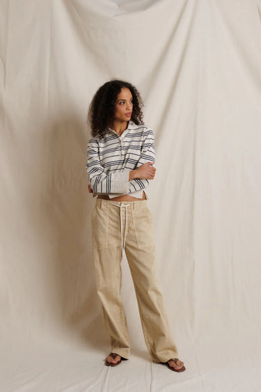 Perfect White Tee Ximena Sweater in Oatmeal Turbulence Stripe