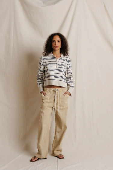 Perfect White Tee Ximena Sweater in Oatmeal Turbulence Stripe