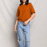 Perfect White Tee Ziggy Short Sleeve Sweatshirt in Burnt Orange