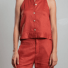 Pharaoh Atlas Halter in French Linen in Persimmon
