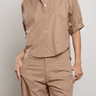 Pharaoh Claude Crop Shirt in Cotton Tencel in Chai