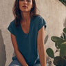 Pharaoh Lena Slouchy Scoop Neck Tee in Supima Slub in Sea
