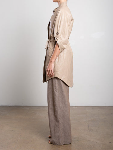Pharaoh Tracy Jacket in Faux Leather in Biscotti