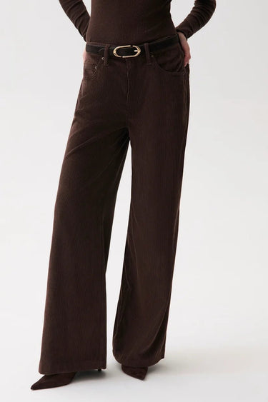 Pistola Jadyn Corduroy Mid Rise Palazzo Jean in Mocha
