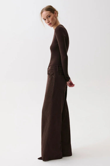 Pistola Jadyn Corduroy Mid Rise Palazzo Jean in Mocha