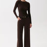Pistola Jadyn Corduroy Mid Rise Palazzo Jean in Mocha