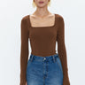 Pistola Jenny Long Sleeve Bodysuit in Saddle - Estilo Boutique