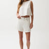 Pistola Kimora High Rise Linen Short in Egret