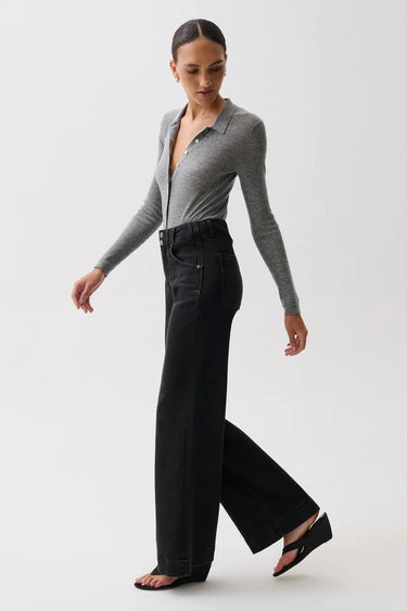 Pistola Lana High Rise Ultra Wide Leg Jean in Jetset