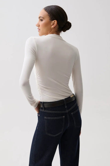 Pistola Nathalia Draped Mock Neck in Soft White