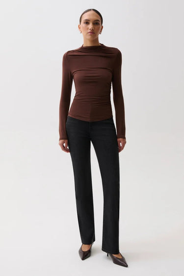 Pistola Nathalia Draped Mock Neck in Woodland