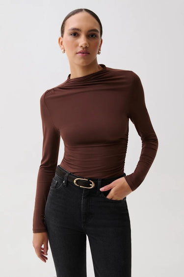Pistola Nathalia Draped Mock Neck in Woodland