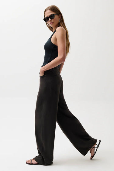 Pistola Sydney High Rise Linen Bowed Wide in Bristol Black