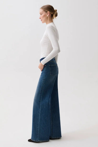 Pistola Vivian Mid Rise Wide Leg in Blue Depths