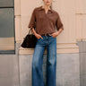 Pistola Vivian Mid Rise Wide Leg in Blue Depths
