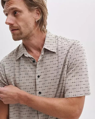 Rag & Bone Dalton Jacquard Shirt in Pale Taupe Valentine Stripe