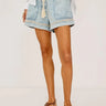 Rails Foster Short in Bleached Indigo Blanket Stitch