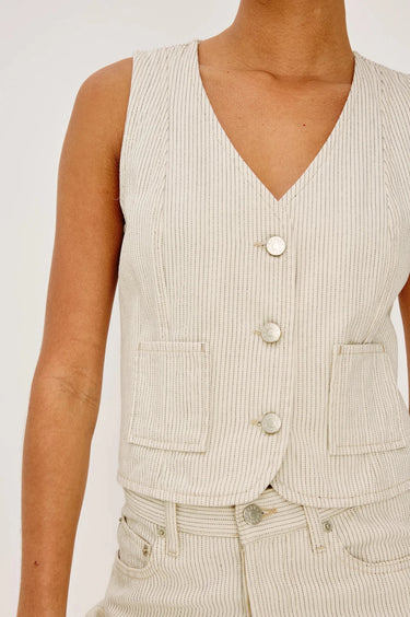 Rails La Jolla Vest in Ecru Railroad Stripe
