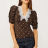 Rails Lazara Top in Cocoa Polka Dots