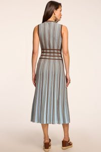 Ramy Brook Arlette Striped Knit Midi Dress in Sepia
