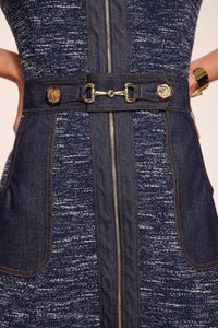 Ramy Brook Darla Dress in Navy Tweed