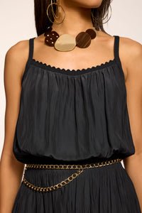 Ramy Brook Evelynn Smocked Waist Mini Dress in Black