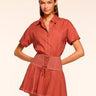 Ramy Brook Georgia Cotton Poplin Short Sleeve Mini Dress in Amber